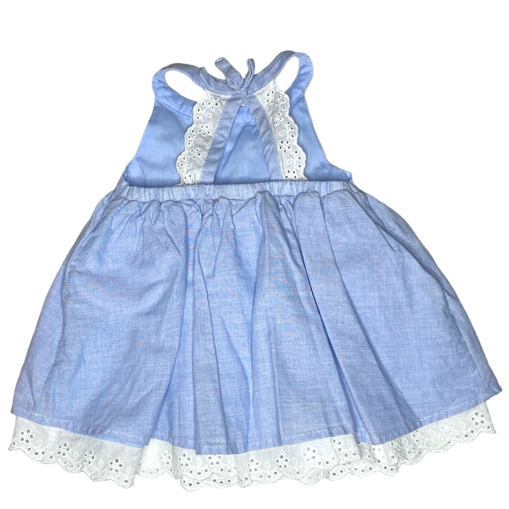 Dylan & Abby Blue White Eyelet Sleeveless Summer Dress Size 3-6M - Picture 2 of 5